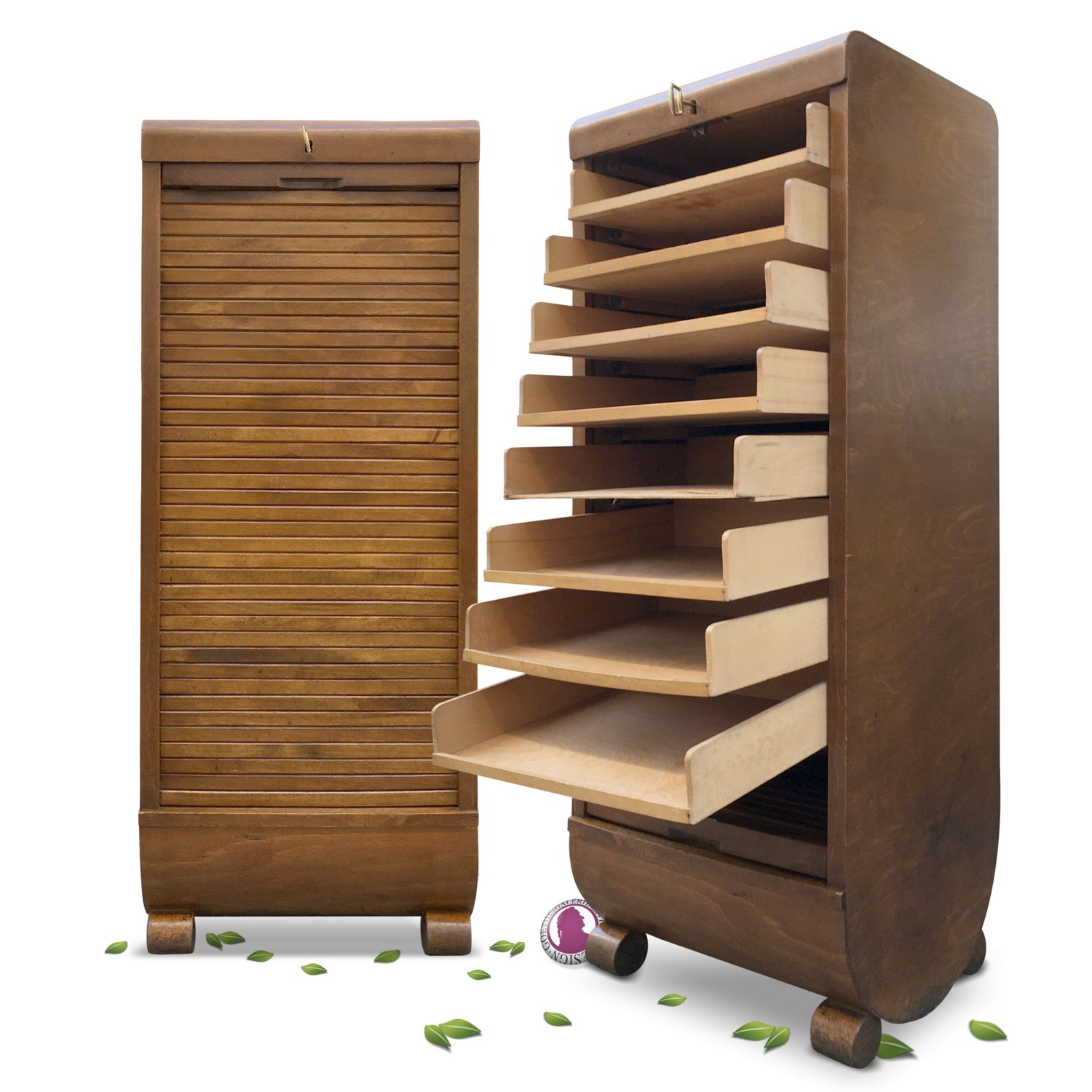 Rollladenschrank Büroschrank Holz Rollladen antikes Vollholz Vertiko Art Deco Rollladenschrank antik Artdeco Vollholz Möbel Jugendstil Fächer Laden kaufen