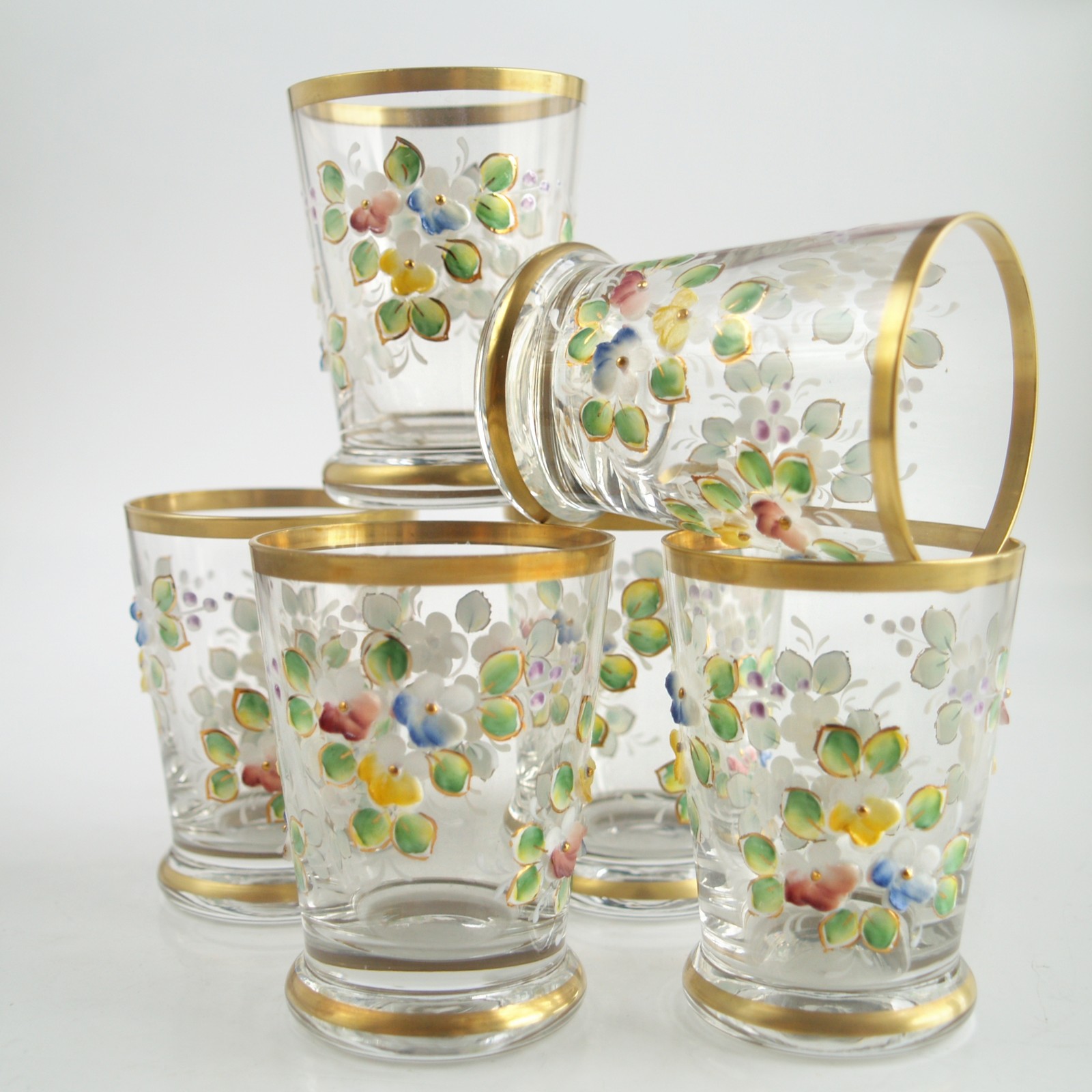 WasserGläser Goldrand Blumen