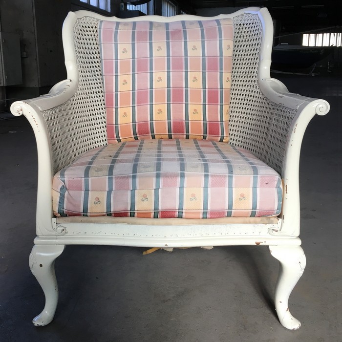 Antiker Stuhl Wiener Geflecht weiß Chippendale