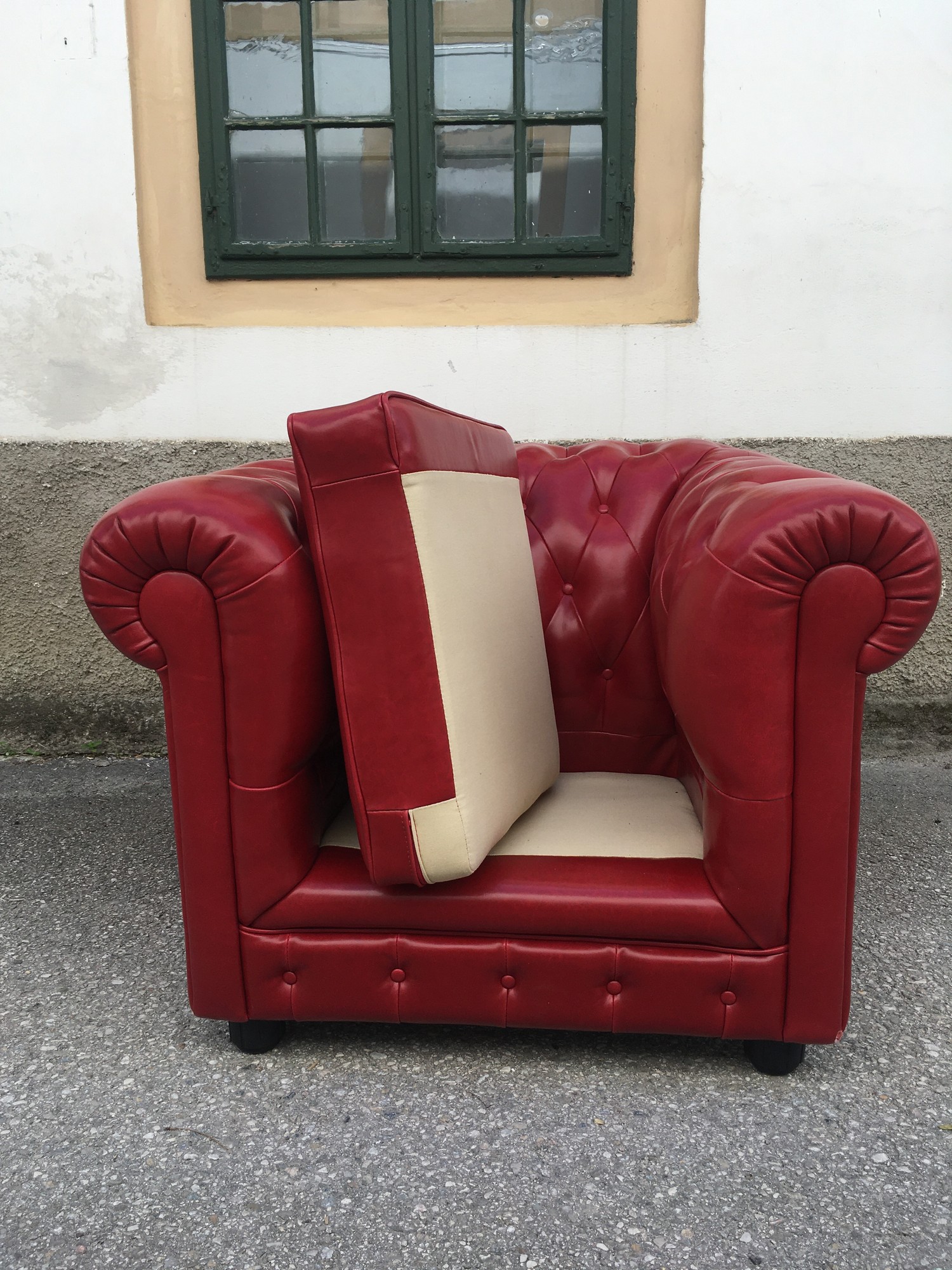 Chesterfield Sessel Clubsessel Stuhl Lederstuhl rot Armlehnstuhl