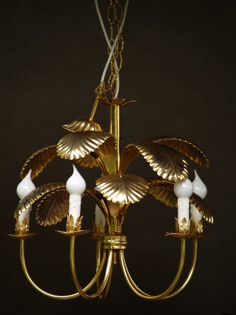 Palme Leuchter golden Metall Blätter