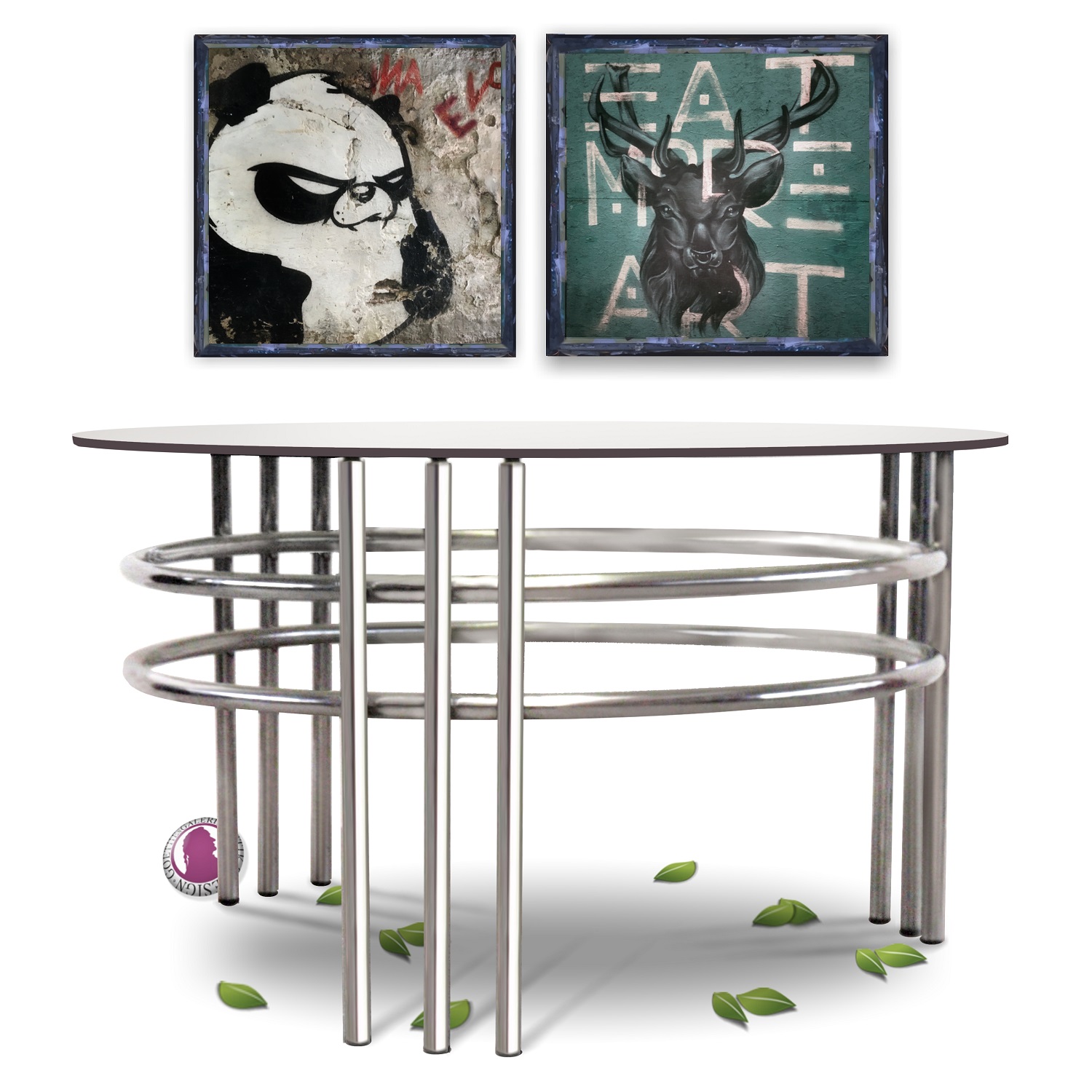Couchtisch Chrom vernickelt Retro Design Stahlrohr "circle & bars" Tisch Tisch Stahlrohr Möbel Retro Couchtisch Chrom Silber Glas Armlehnstuhl Vintage Design 70s 70er jahre