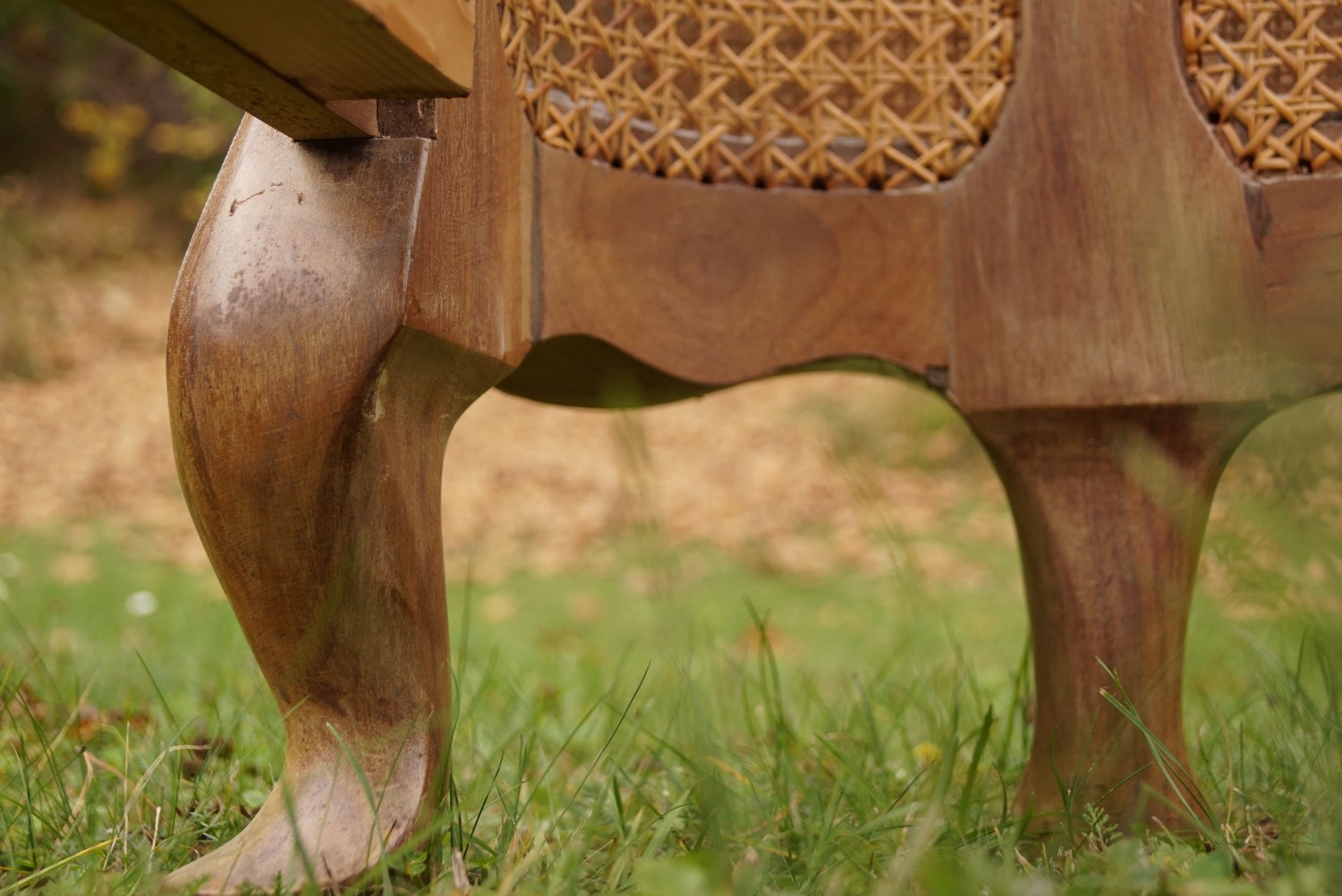 Doppelbett Chippendale antik Barockstil Vollholz Nuss Buche Möbel Wiener Geflecht Antiquität