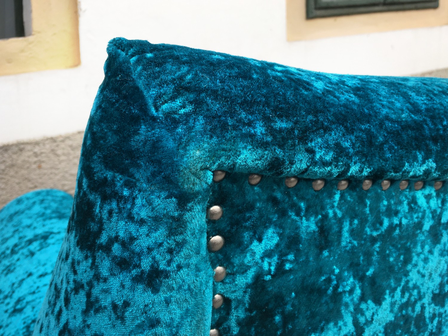 Bretz Sofa Gaudi ausziehbares Bettsofa Schlafsofa Schimmersamt türkis blau silber Designermöbel