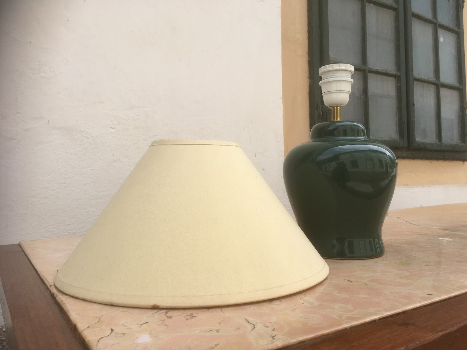 Tischlampe Keramik Glas grün Laura Ashley Tischleuchter