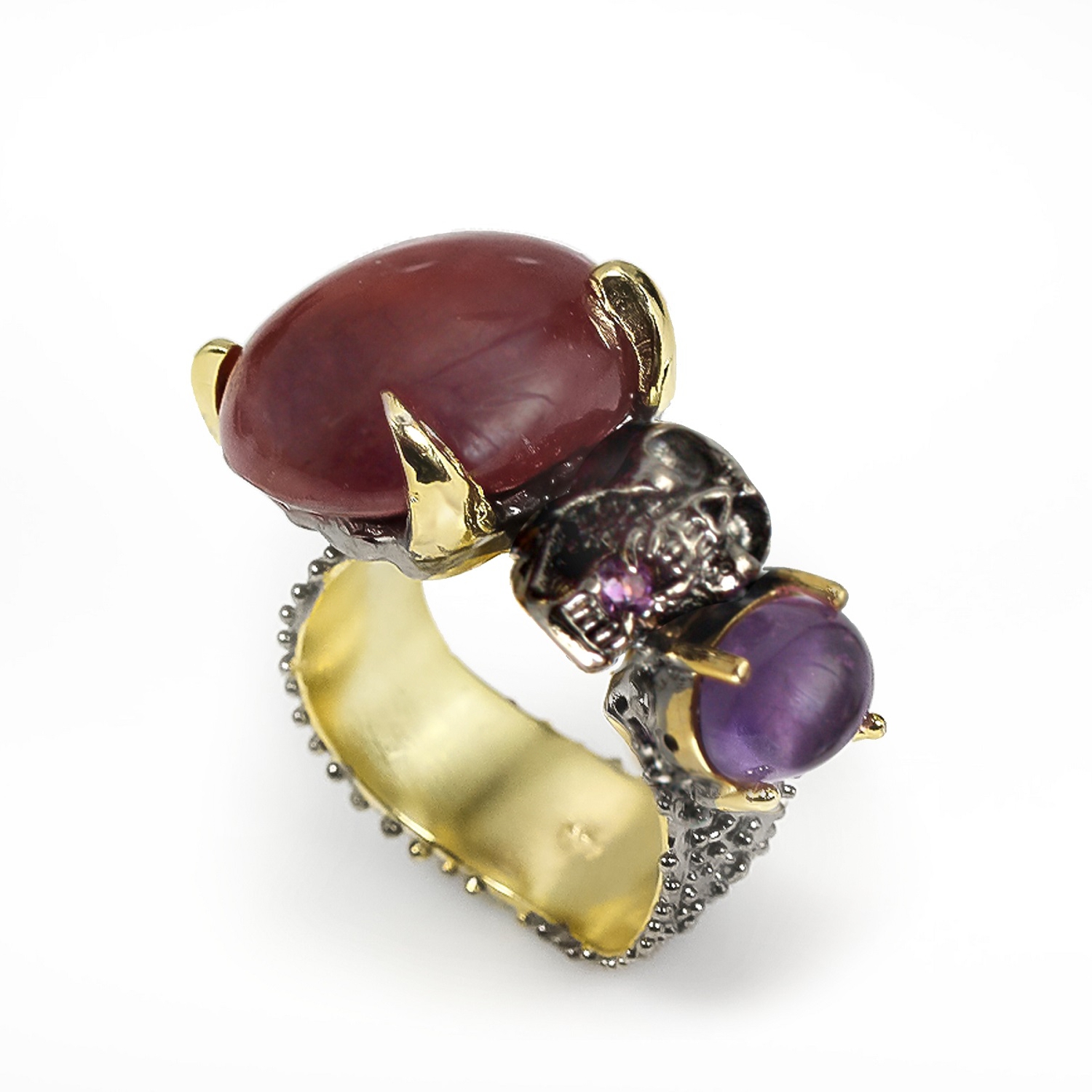 Ring 925 Silber Edelsteine Rubin Totenkopf Unikat traumhaft schön! Ring 925 Silber Edelsteine Rubin Totenkopf Unikat handgefertigt