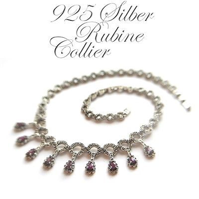 exquisites COLLIER 925 Silber Kette RUBIN Halskette Damenschmuck TRAUMSTÜCK