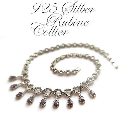 exquisites COLLIER 925 Silber Kette RUBIN Halskette Damenschmuck TRAUMSTÜCK exquisites COLLIER 925 Silber Kette RUBIN Halskette Damenschmuck TRAUMSTÜCK