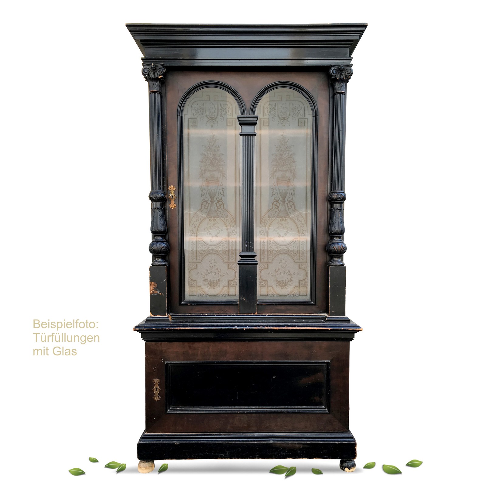 Vitrine antik Schrank Motiv Gläser Vintage Möbel Gründerzeit