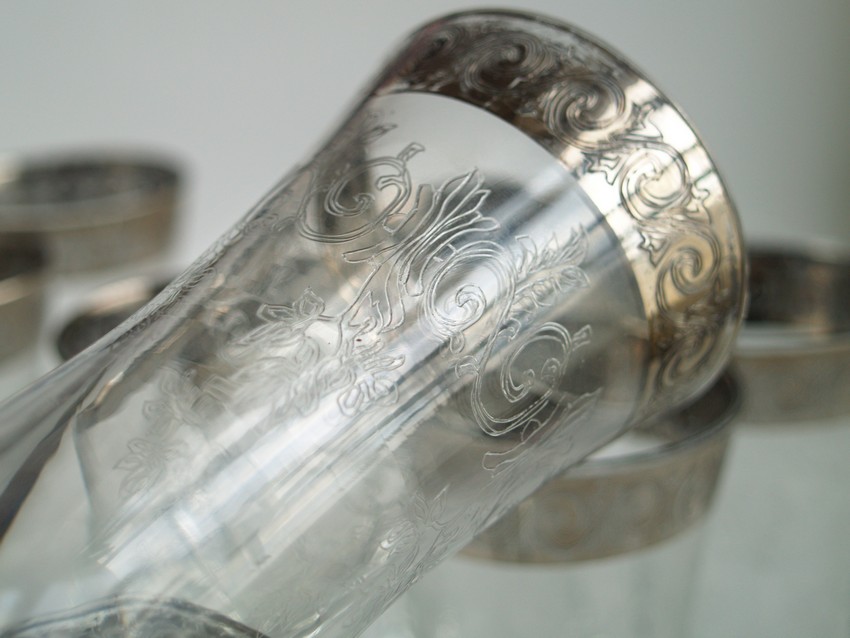 Murano Medici Silberrand Sektglas