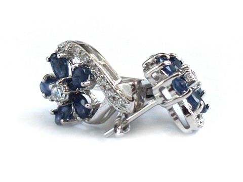 Ohrstecker 925 Silber echte Edelsteine traumhafter Schmuck Saphire 925 Silber Ohrstecker glitzernd Zirkonia Saphire