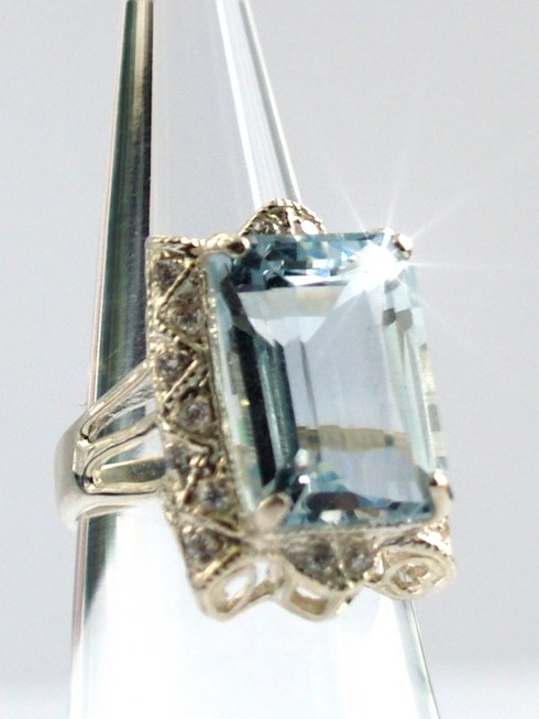 Ring 925 Silber Edelstein Schmuck Cocktailring Blautopas handgefertigt