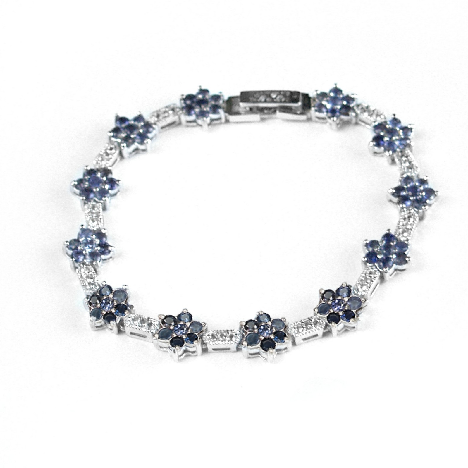 Armband Silber 925 Damenarmband blaue Iolit handgefertigter Schmuck Iolit Armband 14 K Weißgold vergoldet 925 Silber Edelsteine