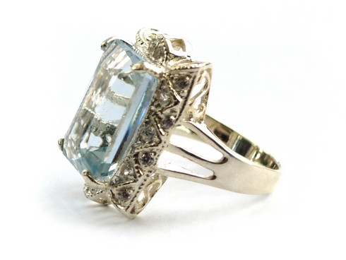 Ring 925 Silber Edelstein Schmuck Cocktailring Blautopas handgefertigt