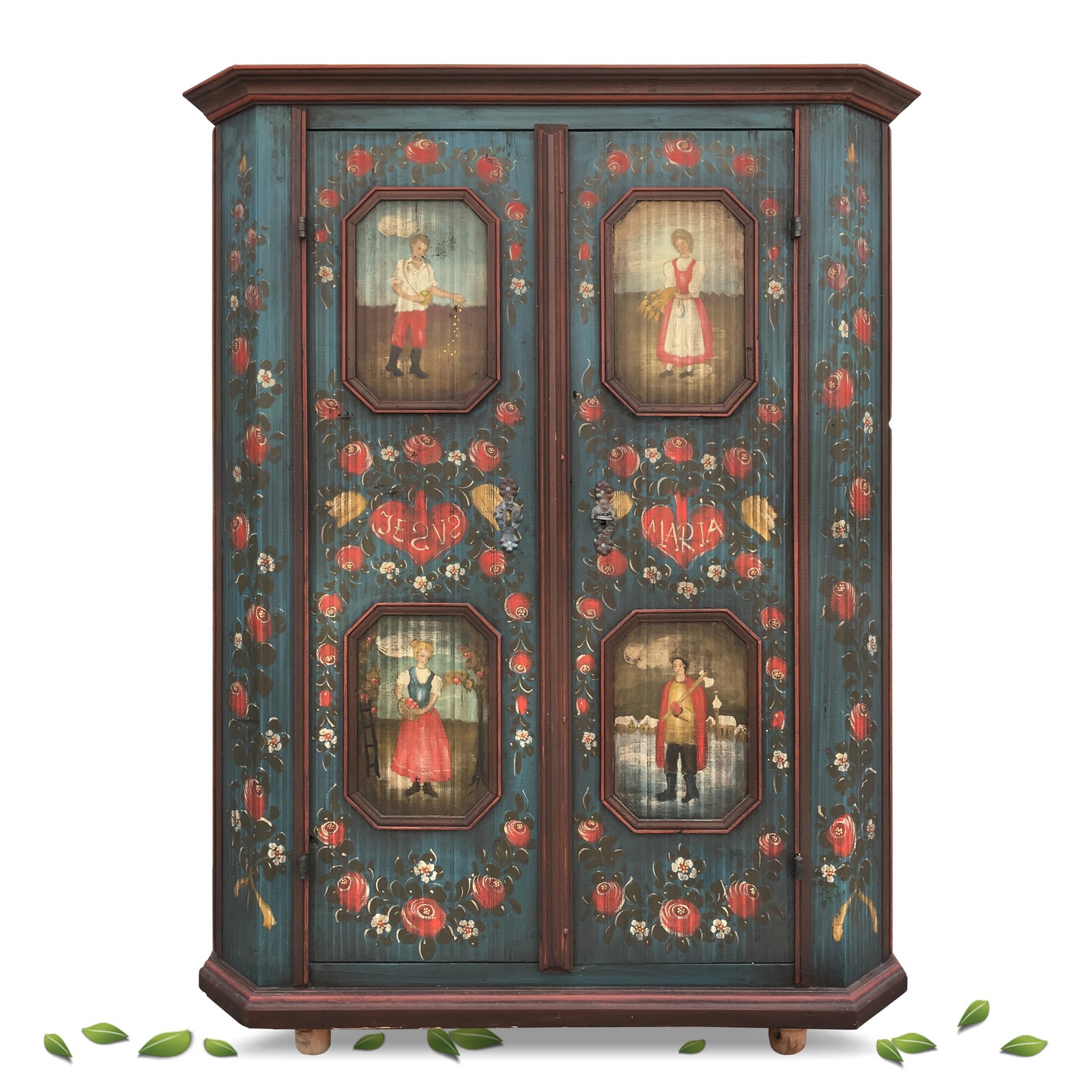 Bauernschrank Kleiderschrank Vier Jahreszeiten Schrank handbemalt Bauernschrank antik Tölzer Möbel