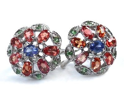 Ohrstecker Silber 925 TSAVORIT, traumhaft schöne Edelstein Ohrringe orange grün Ohrstecker Silber 925 TSAVORIT, traumhaft schöne Edelstein Ohrringe orange grün