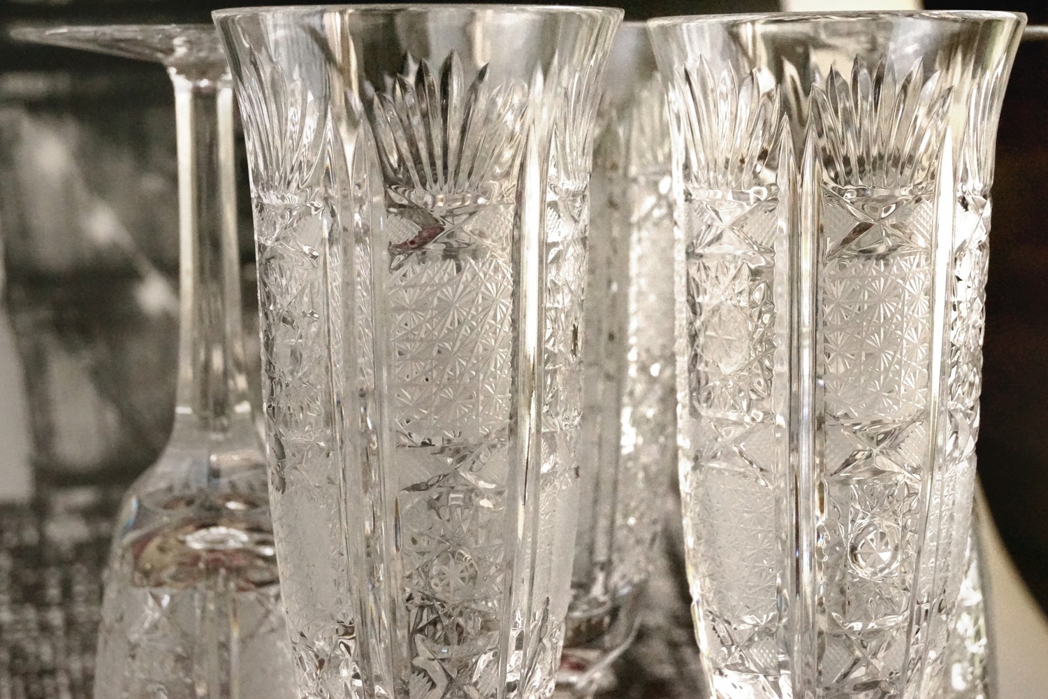 Sektgläser Bleikristall Gläser hoch Champagnerflöten Vintage geschilffen