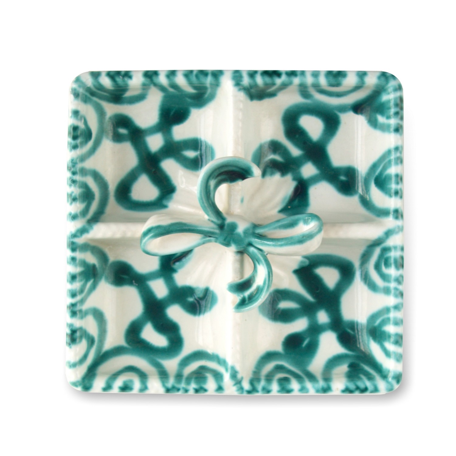 Gmundner Keramik Masche eckig Grüngeflammt