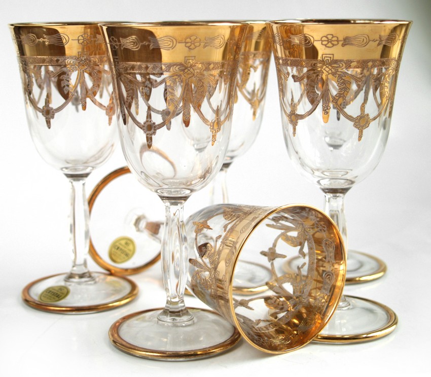 Weißweingläser Goldrand Kristall Murano