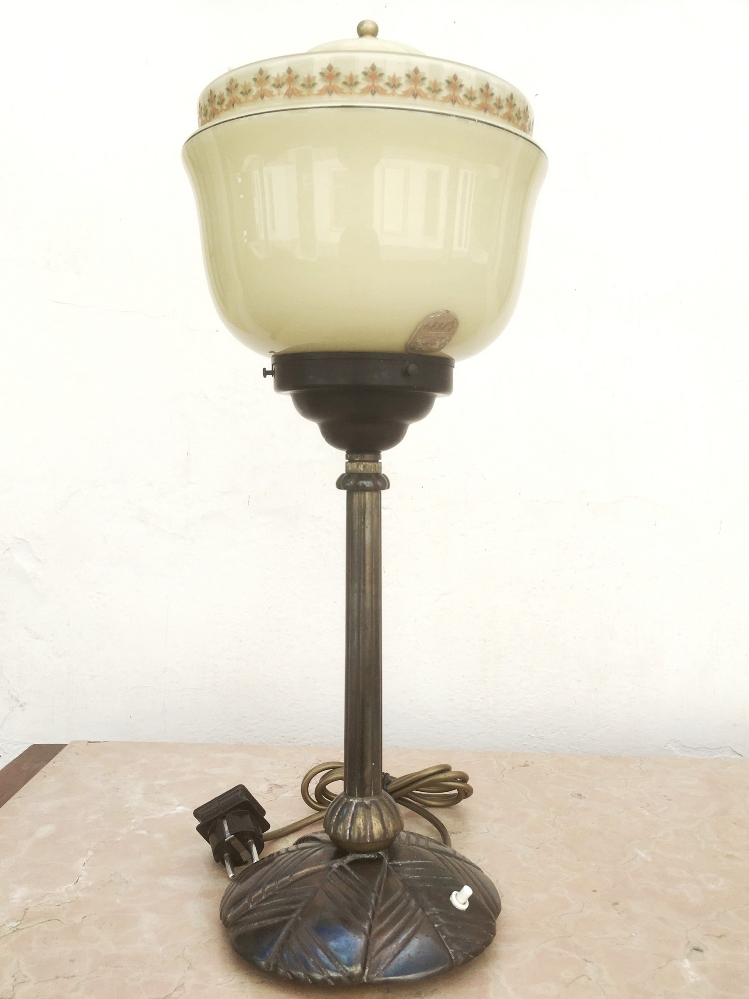 Tischleuchter antik Artdeco Lampe creme schwarz