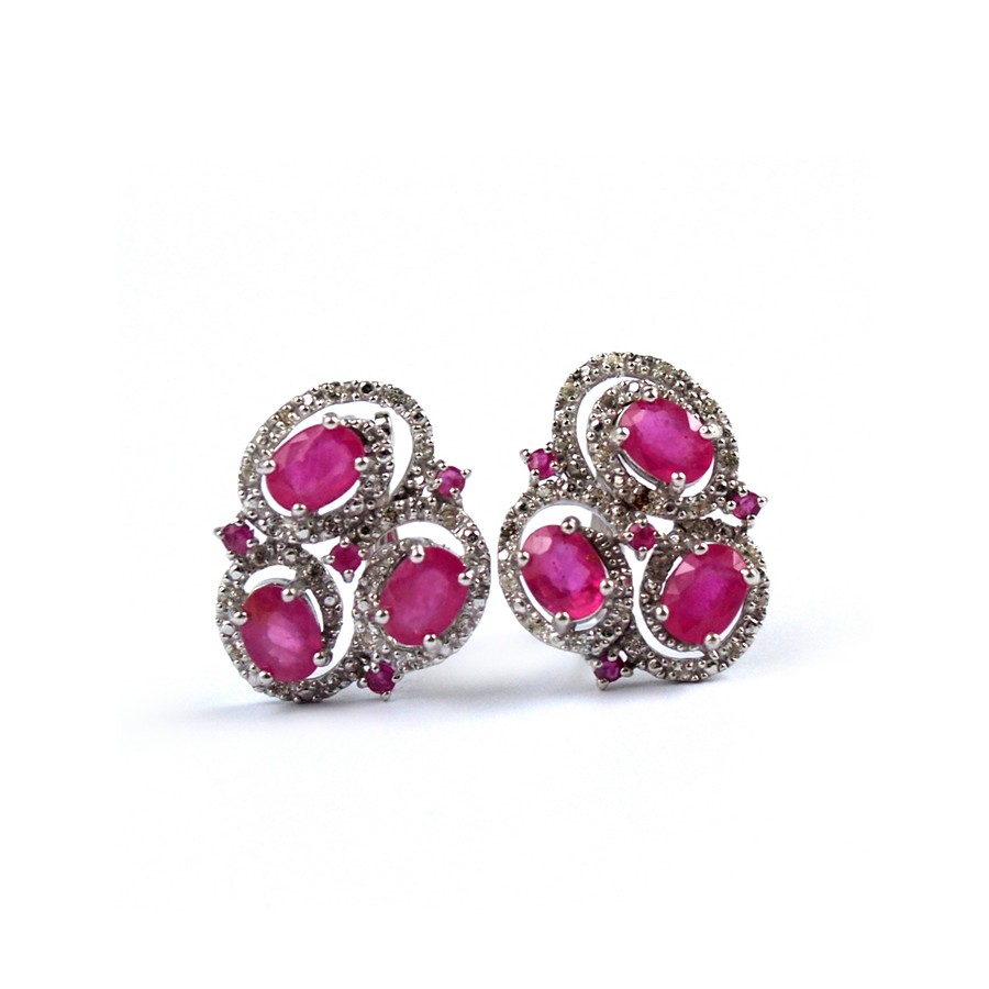 Ohrstecker 925 Silber Rubin Weißer Topas Zauberhafter Ohrschmuck Ohrstecker Rubin Topas