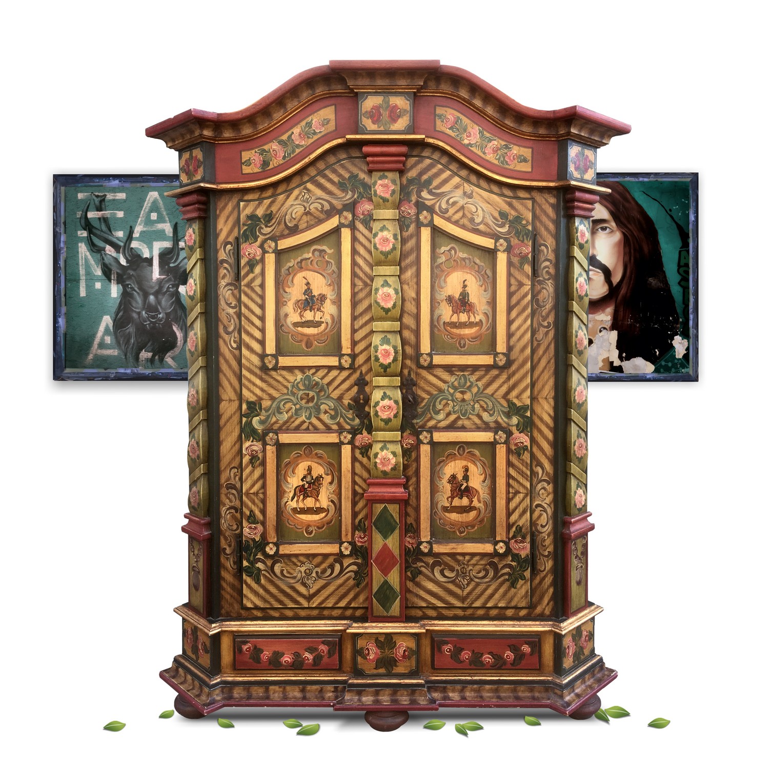 Bauernschrank Kleiderschrank Schrank Möbel handbemalt Landhaus Bauernschrank Kleiderschrank Schrank handbemalt Bauernkasten Landhaus