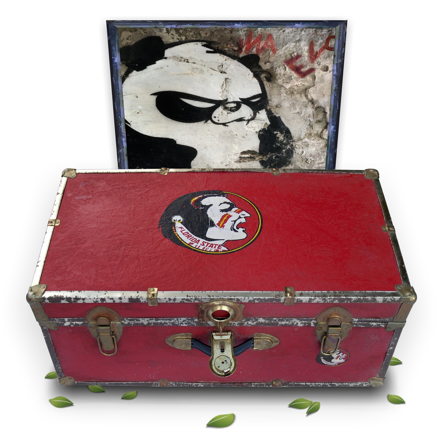 Seminoles chest Florida State University Vintage luggage Truhe rot Retro Couchtisch