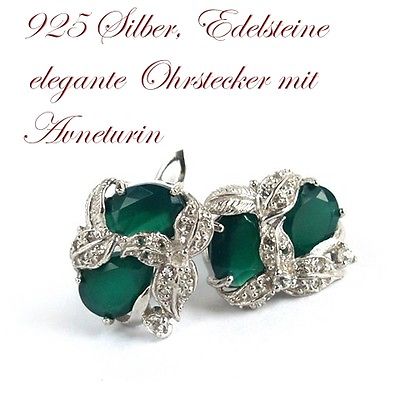 Ohrstecker Silber 925 Aventurin - traumhaft schöne Edelstein Ohrringe Schmuck