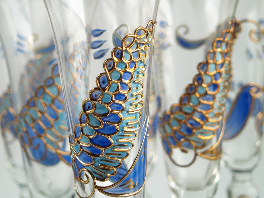 Sektgläser Nagel TRAUMWELTEN Sektflöten gold-blau PEGASUS