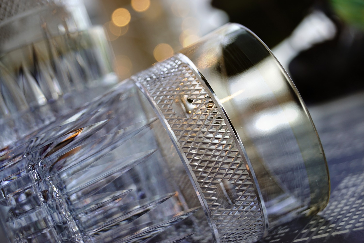 Bleikristall Gläser Becher Goldrand Kristallgläser Whisky od Saft Rauteschliff