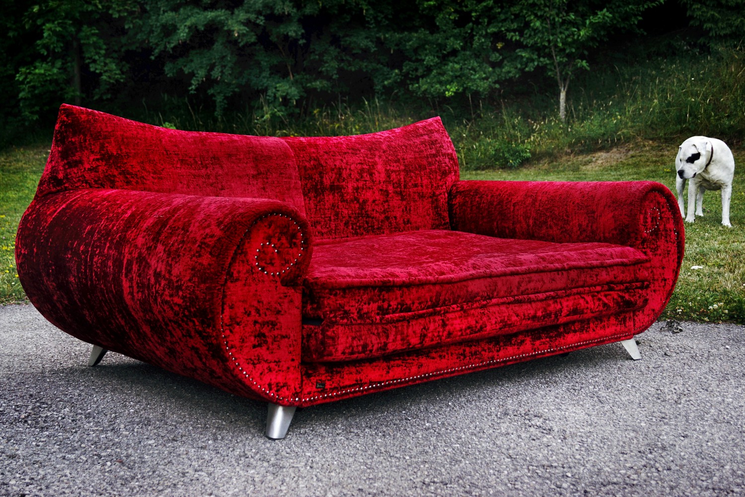 Bretz Gaudi Sofa rot ausziehbar Bettsofa Design
