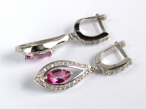 925 Silber Ohrstecker Topas rosa