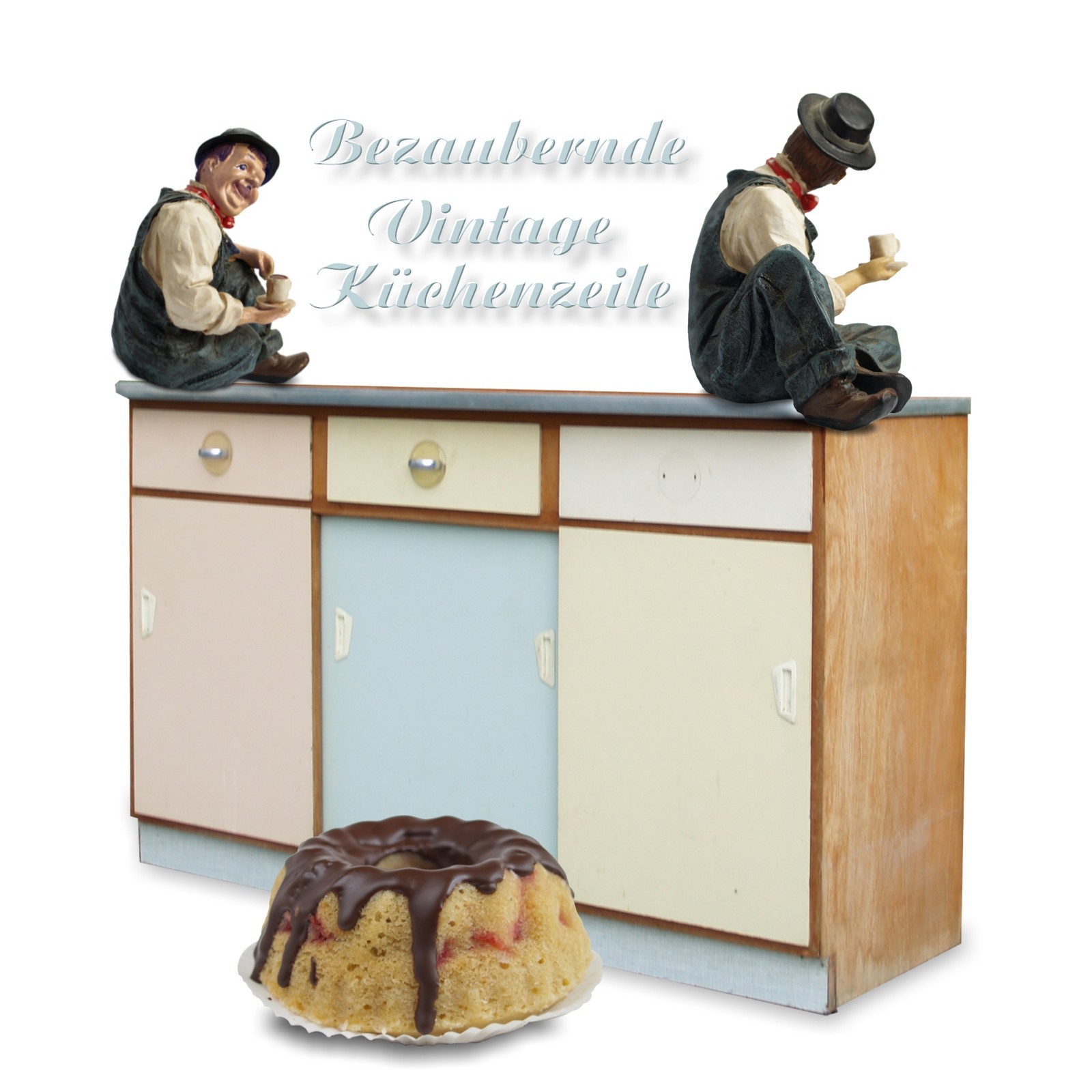 Kommode Sideboard Vintage 50er 60er-Jahre Pastellfarben Küchenschrank Vintage