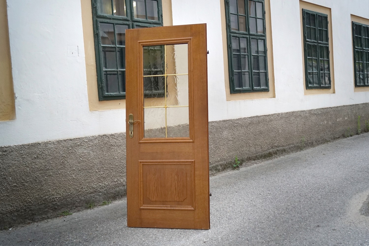 Zimmertür bemalt Landhausstil Vintage Bauernhaus Tür Holz Glas Messing