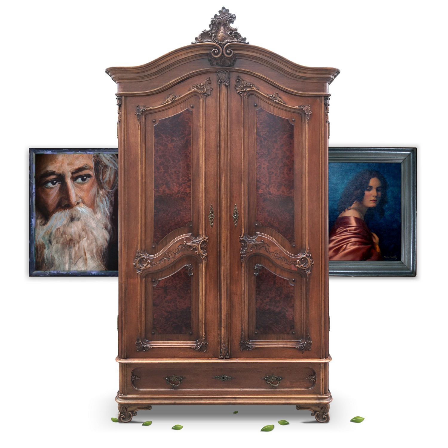 Historismus Schrank Kleiderschrank antik beschnitzt Wiener Pfeifenbarock