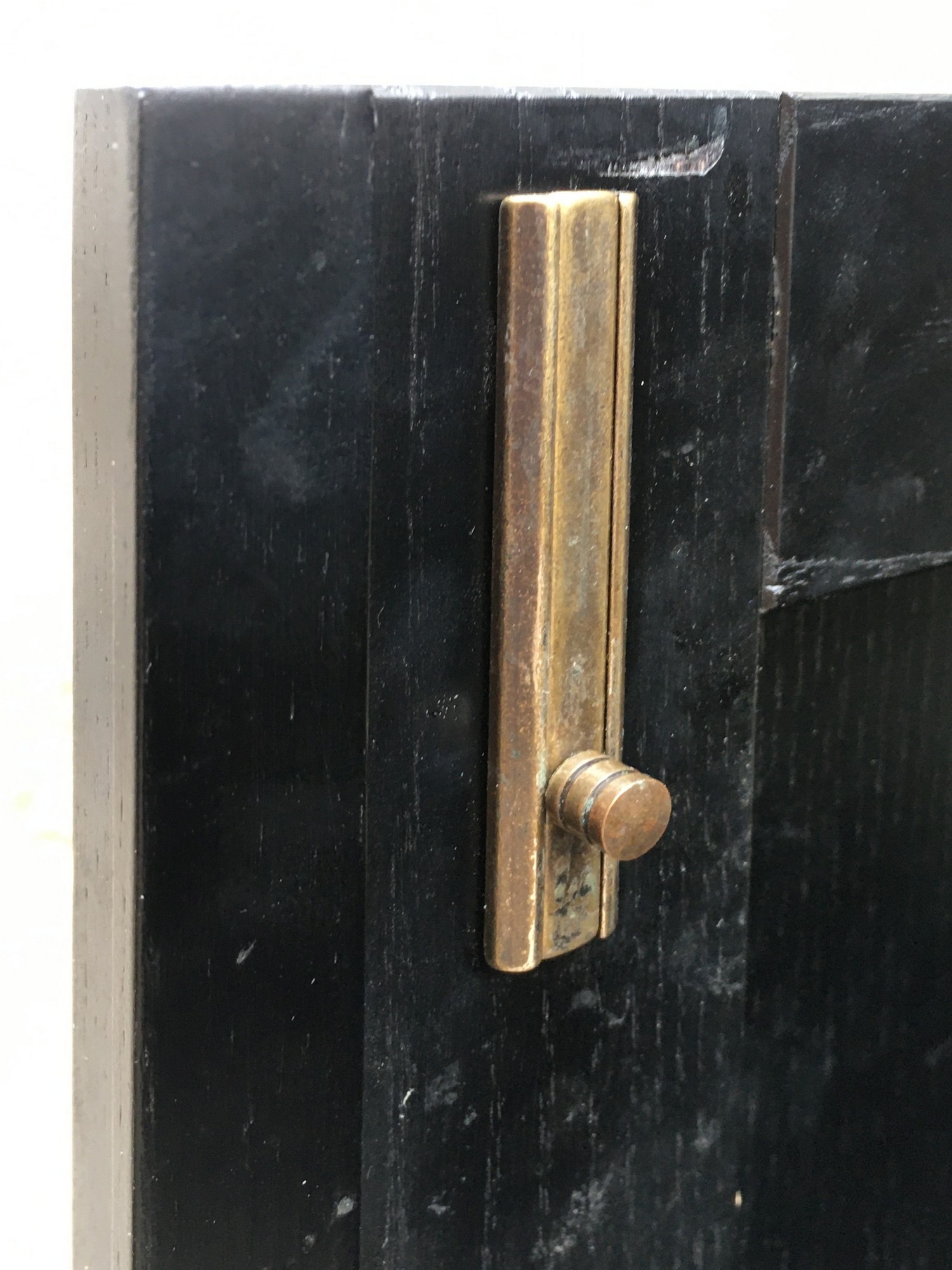 Jugendstil Vertiko Barschrank Stilmöbel schwarz Bleiverglasung SELVA Italy Kommode