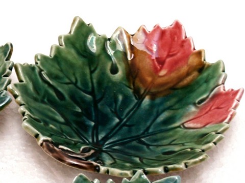 antike Majolika Blattschale Blattteller Keramik BLATT Teller