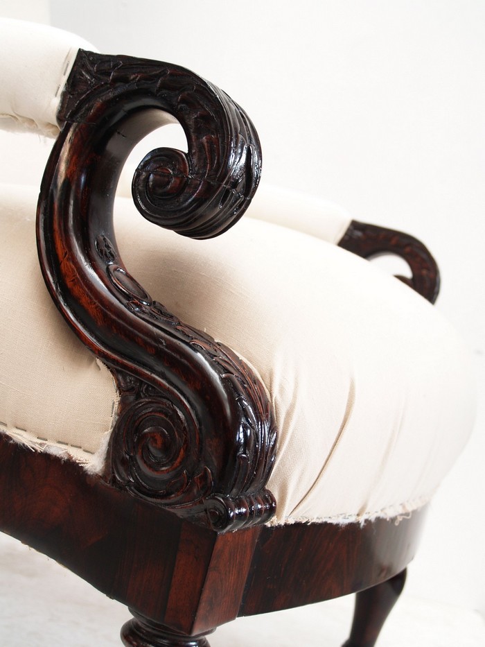 Stuhl antik Palisander Armlehnstuhl Ohrenbackenstuhl