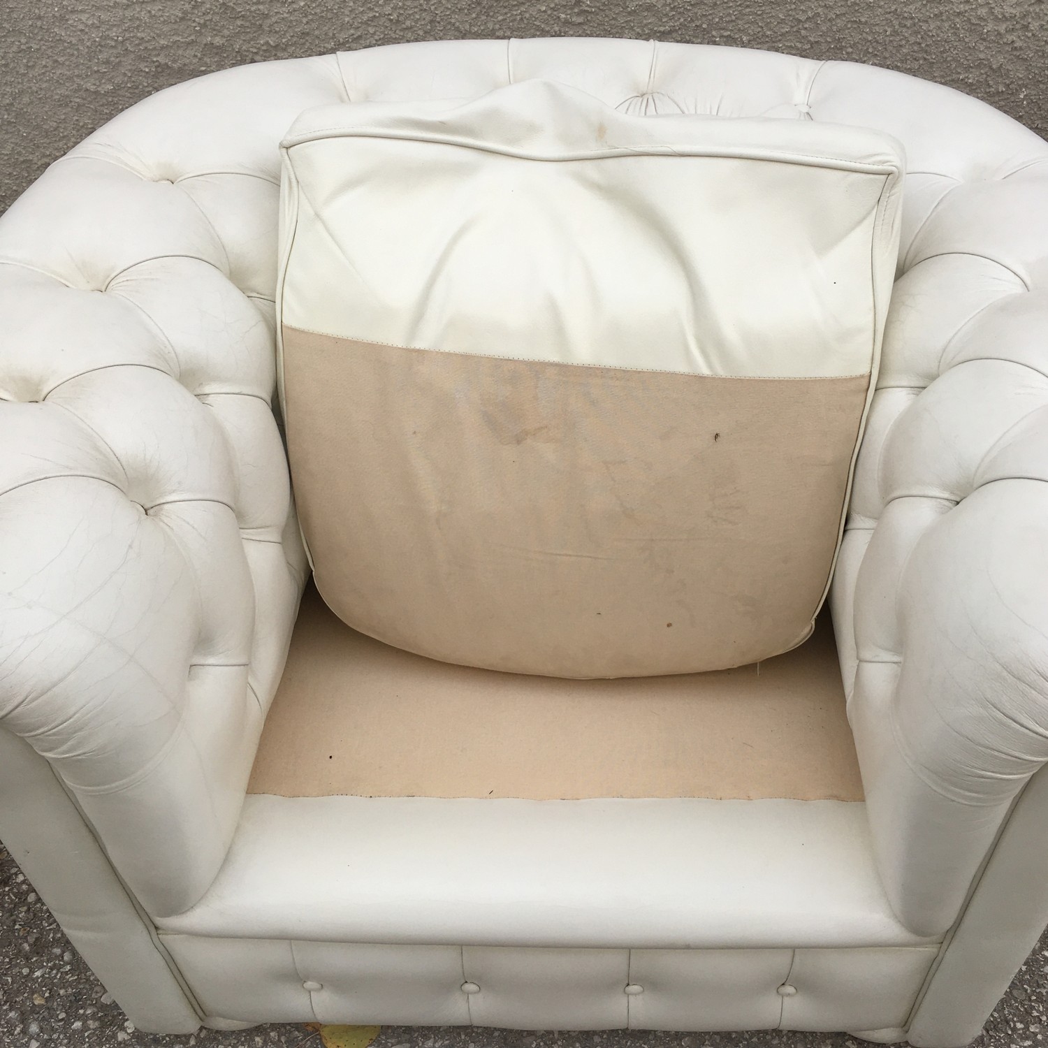 Sessel Stuhl Chesterfield Leder creme weiß Clubsessel Sofasessel