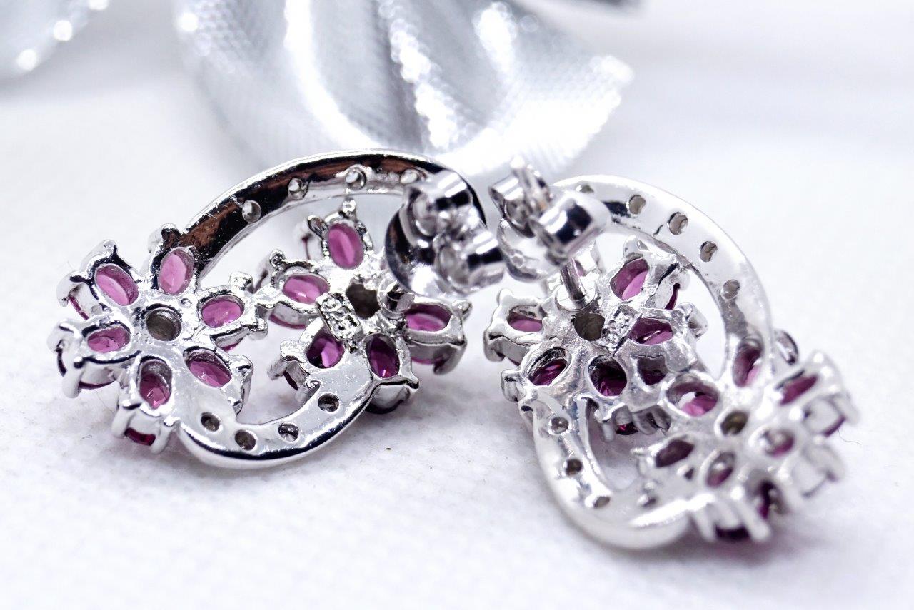 Ohrstecker Silber 925 Rhodolith Edelsteine handgefertigt