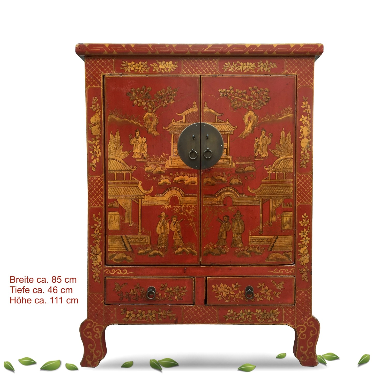 Hochzeitsschrank China rot gold Mönch