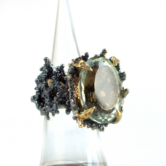 Ring 925 Silber Edelstein Amethyst Korallenform handgefertigt Ring 925 Silber Edelstein Amethyst Korallenform handgefertigt