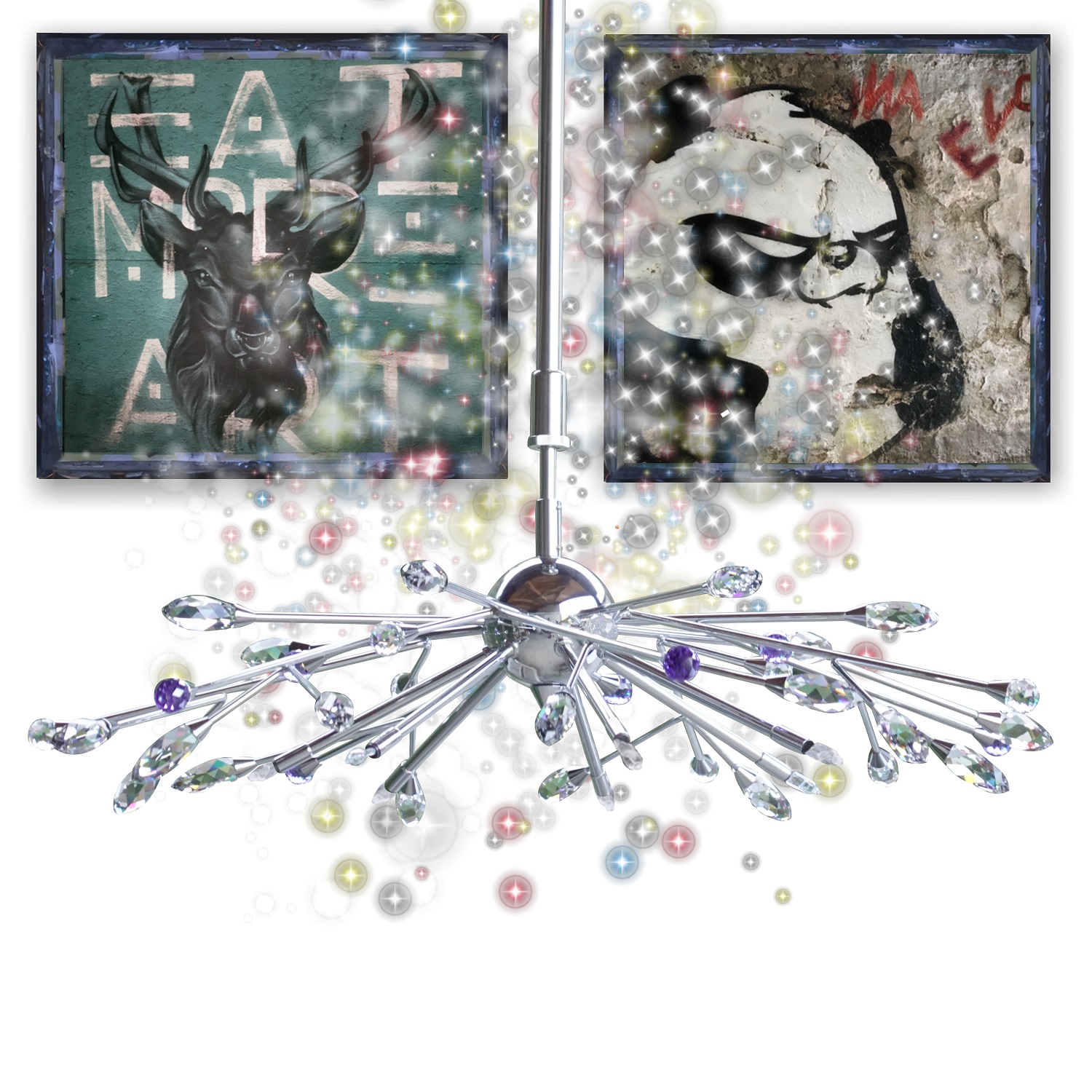 Luster Orion Wien Hängelampe funkelnder Bleikristall Leuchter Chrom  Kronleuchter chrom Hängelampe Orion Wien Sputnik Spacage Design Starburst crystal Lampe Bleikristall Leuchter Sale Ausstellungsstück