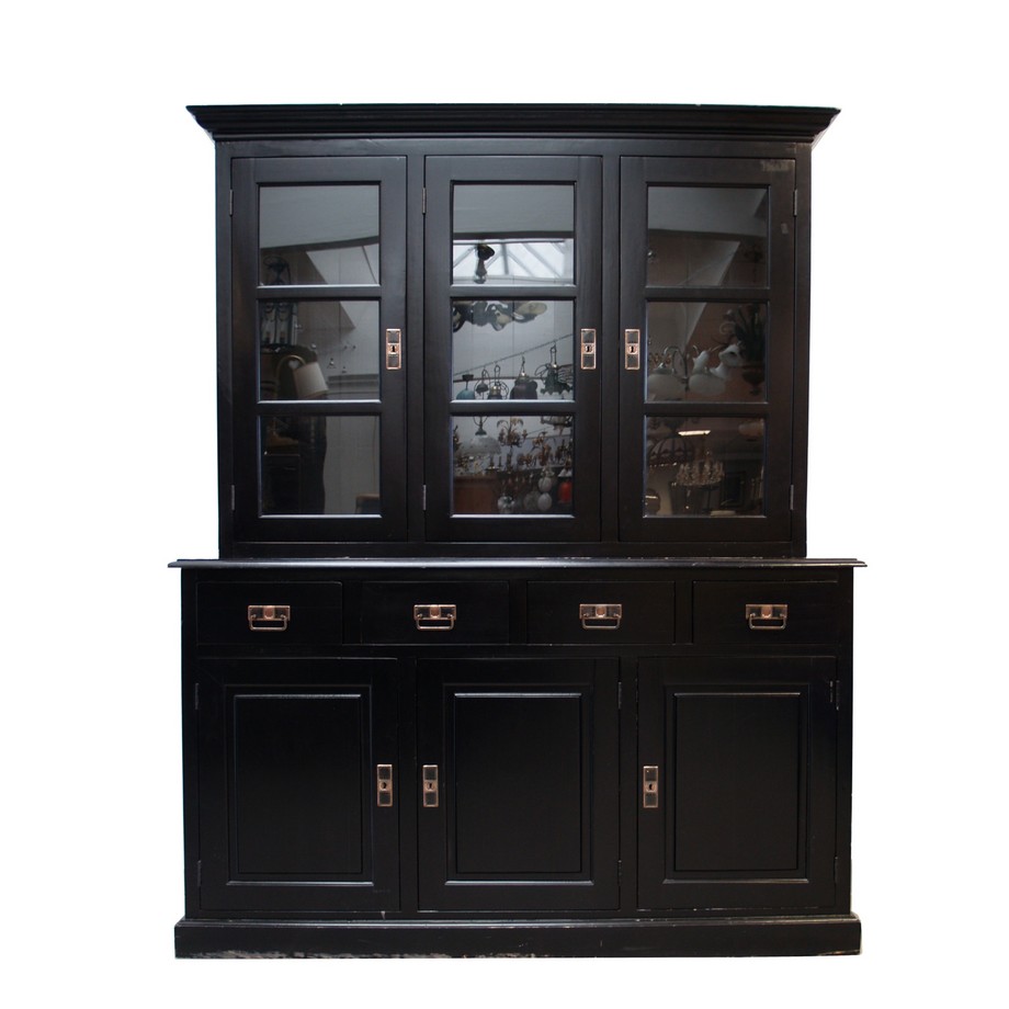 Vitrine noir großer Schrank Bücherschrank schwarz Jugendstil Schrank schwarz Vitrine Jugendstil