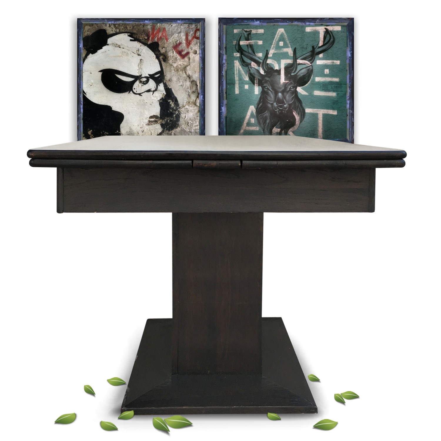 Tisch Jugendstil Esstisch ausziehbar Stempeltisch Speisetisch schwarz antik