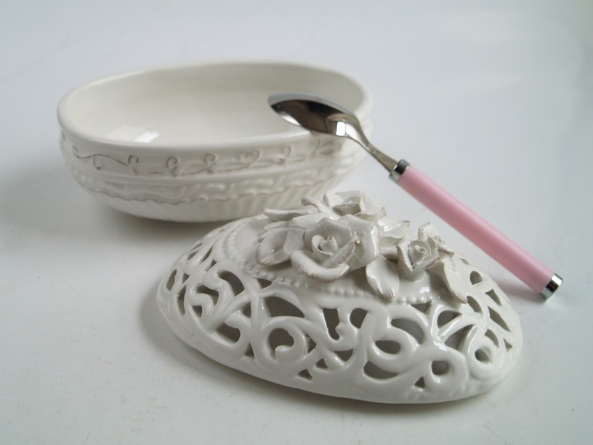 Shabby Chic Rosen Keramik Eisschale