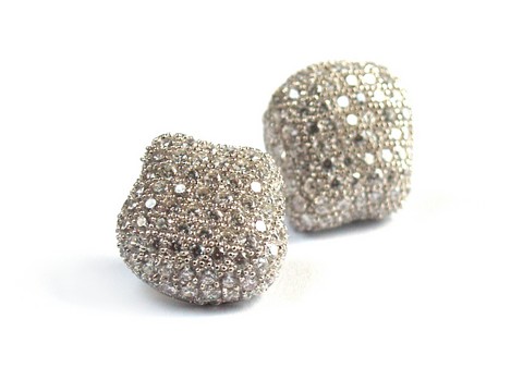Zirkonia Pave traumhafte Ohrstecker 925 Silber Zirkon Schmuck Blautopas handgefertigt