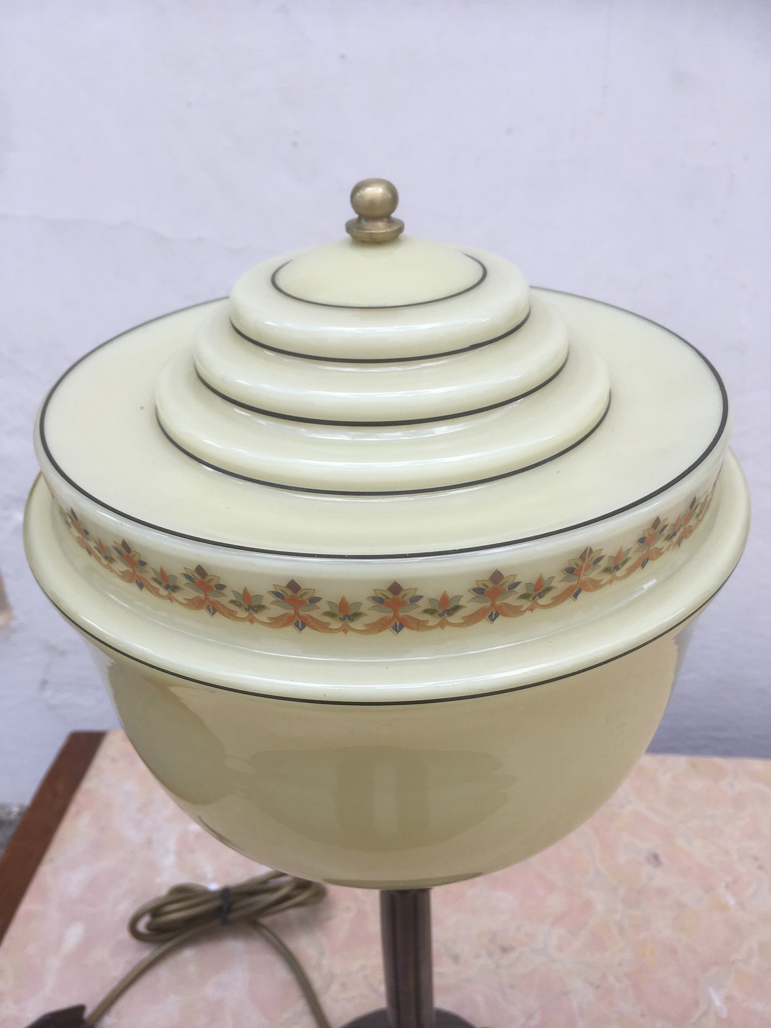 Tischleuchter antik Artdeco Lampe creme schwarz