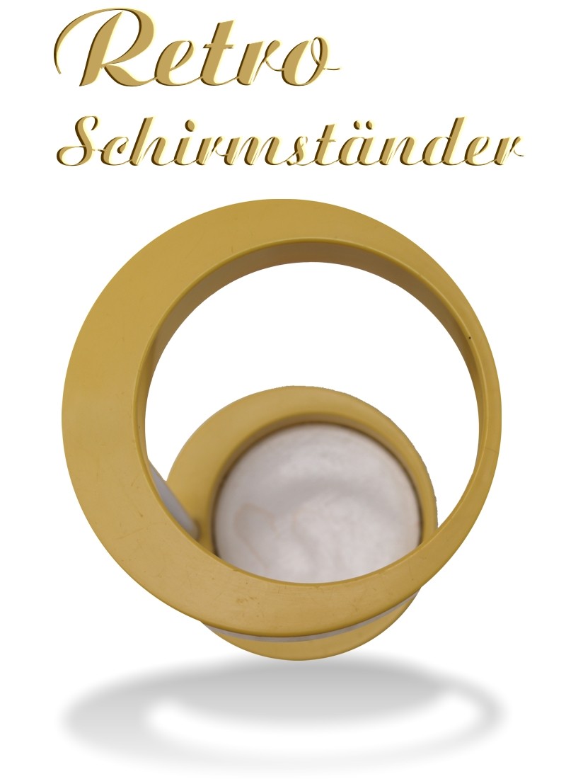 Original 70er-Jahre Schirmständern gelb-creme PVC Interior Retro Möbel Original 70er-Jahre Retro Schirmständer