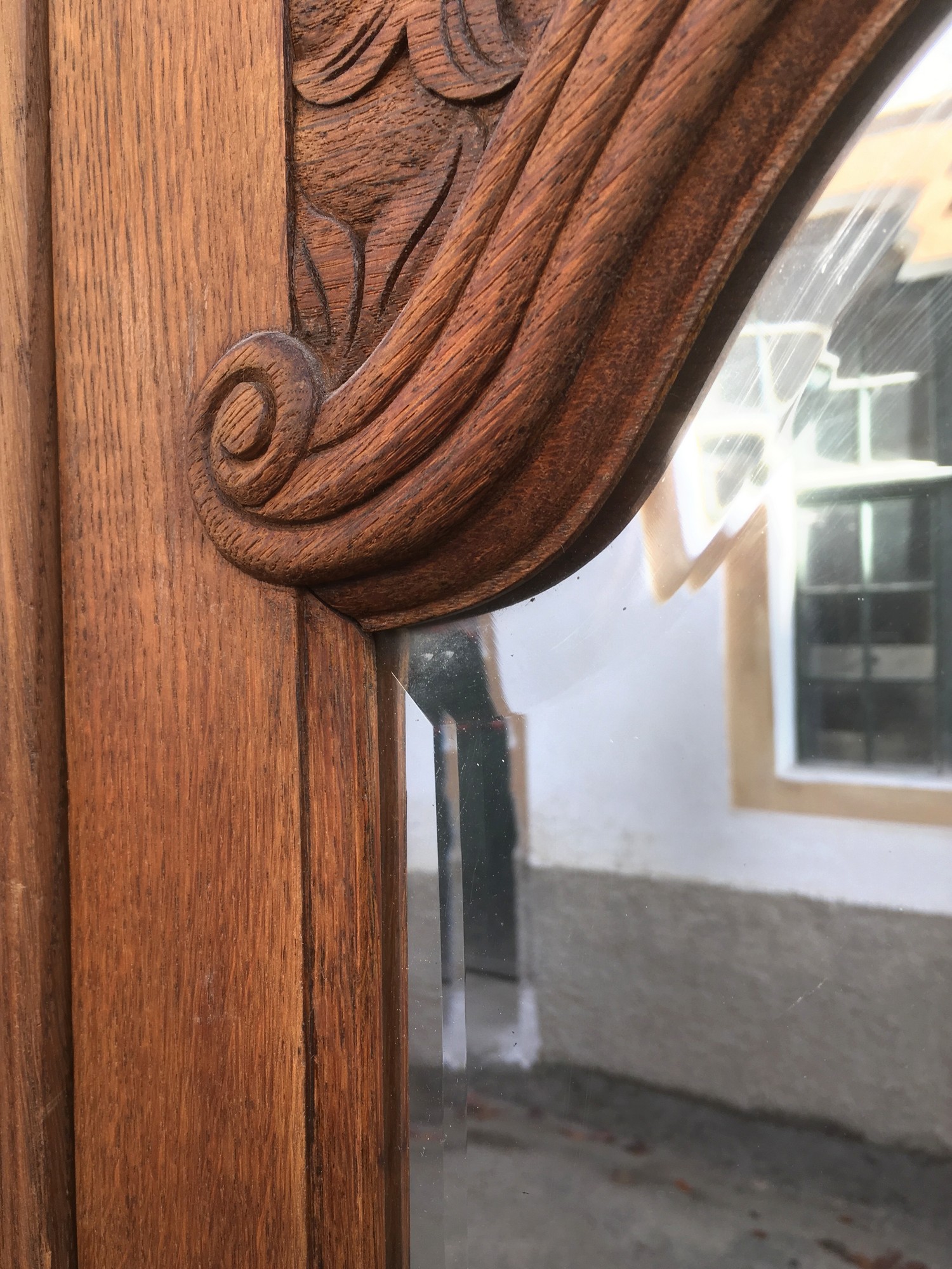 Dielenschrank Jugendstil antik Möbel Schrank Spiegel massiv Vollholz Vintage Einrichtung